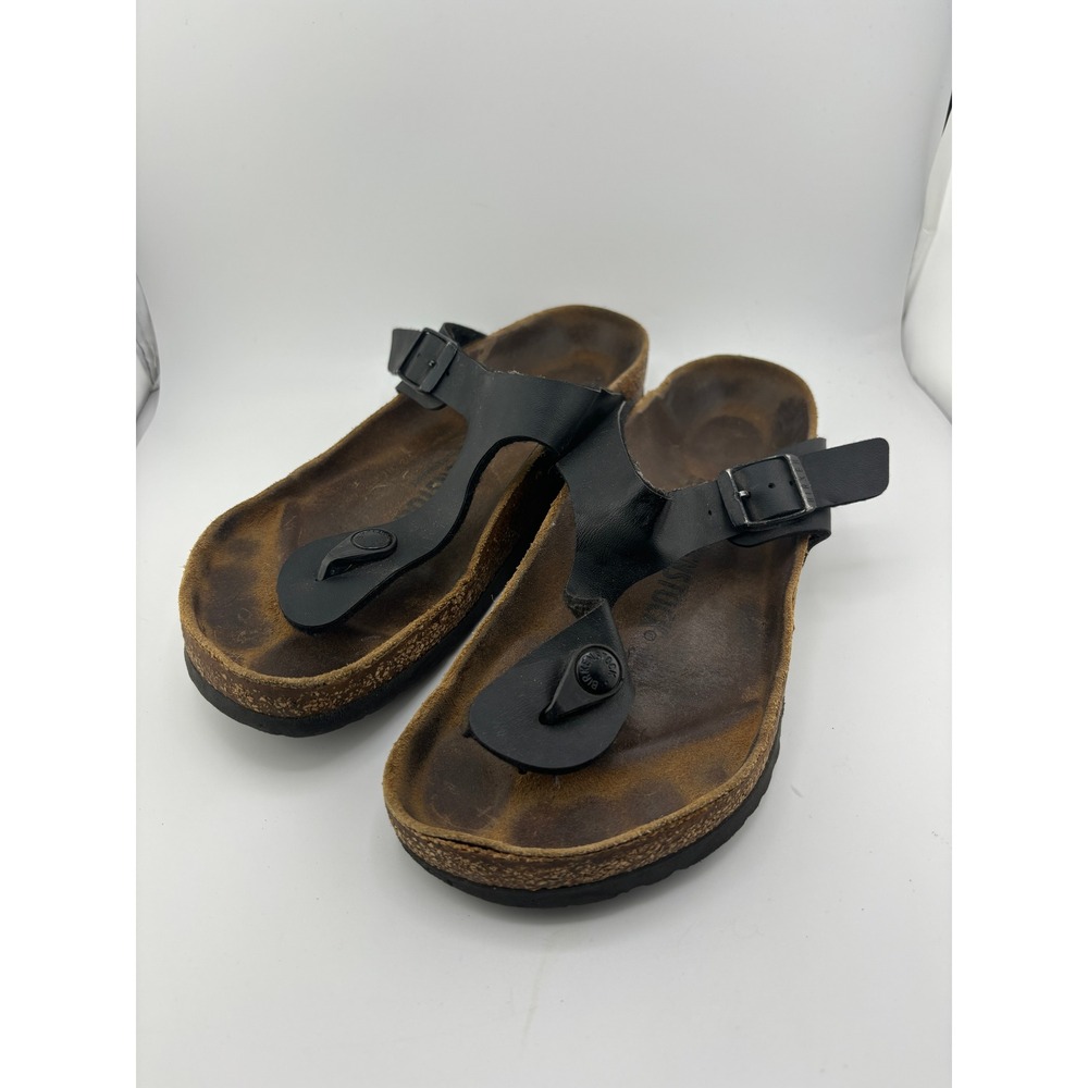 Birkenstock Gizeh Black Birko-Flor Thong Sandals Womens Size 37